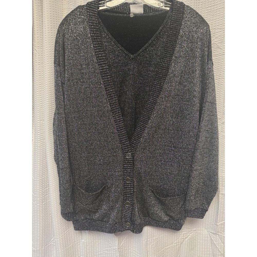 Vintage Avon Fashions 2 pc Metallic Knit Sweater Cardigan Set‎